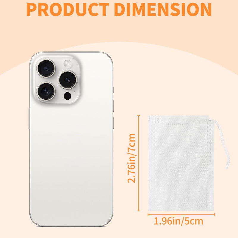 TamBee 100 Pack Disposable Tea Filter Bags Empty Muslin Drawstring Seal Filter Tea Bags Drawstring Herb Loose Tea bag (1.97"X2.76" / 5cm X 7cm) - Image 2